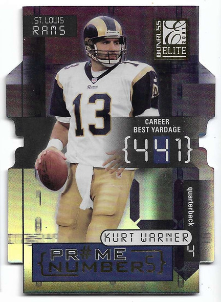 Kurt Warner 2001 Donruss Elite Prime Numbers Die-Cut Card  PN-68 265/401