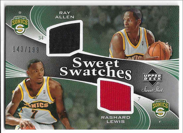 Ray Allen Rashard Lewis 1996-97 Upper Deck Sweet Shot Sweet Swatches Card SSD-AL 143/199