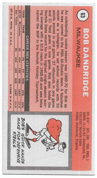 Bob Dandridge Milwaukee Bucks 1970-71 Topps Rookie Card 63