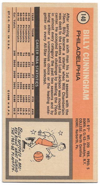 Bill Cunningham 1970-71 Topps Card 140