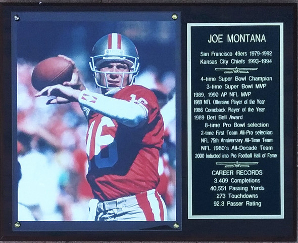 Joe Montana Hall of Fame 12x15 Stats Plaque - 2 Photos available