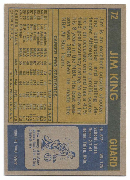 Jim King 1971-72 Topps Card 72
