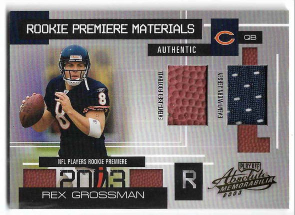 Rex Grossman 2004 Playoff Memorabilia Rookie Premiere Materials Football and Jersey Card 154 227/750