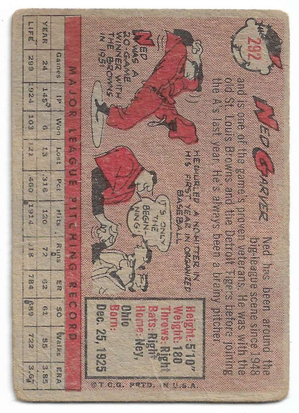 Ned Garver 1958 Topps Card 292