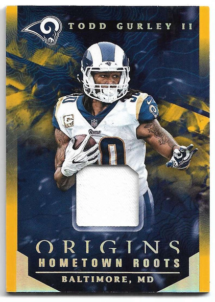 Todd Gurley 2018 Panini Origins Hometown Roots GAME-WORN JERSEY Card  HR-14 3/10