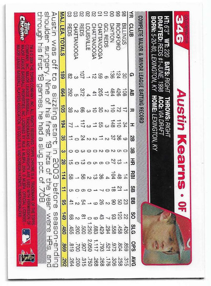 Austin Kearns 2004 Topps Chrome Gold Refractor Card 346