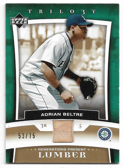 Adrian Beltre  2005 Upper Deck Trilogy Generations Plus Gold GAME-USED BAT Card PR-AB 68/75