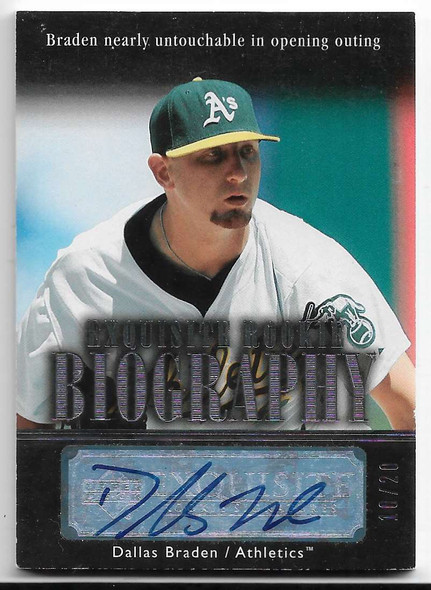 Dallas Braden 2007 Upper Deck Exquisite Collection Rookie Signatures Biography AUTOGRAPHED Card ERB-DB 10/20