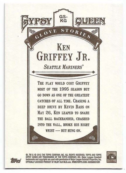Ken Griffey Jr. 2012 Gypsy Queen Glove Stories Card GS-KG