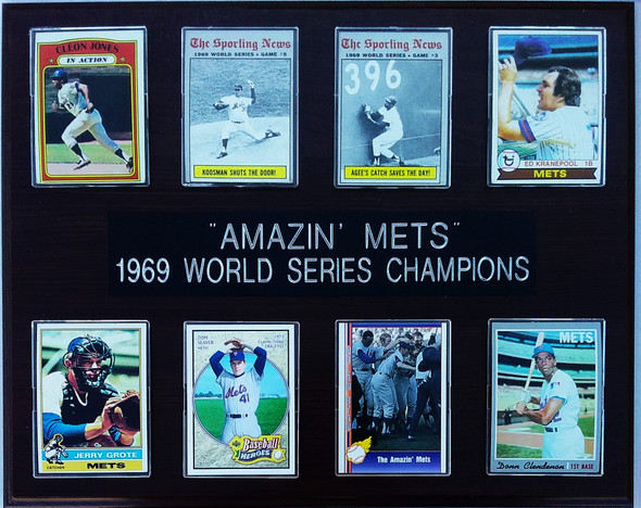 1969 New York "Amazin' Mets" 8-Card 12x15 Cherry-Finished Plaque (a) PLEASE READ DESCRIPTION!!