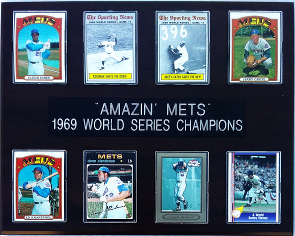 1969 New York "Amazin' Mets" 8-Card 12x15 Cherry-Finished Plaque (b) PLEASE READ DESCRIPTION!!
