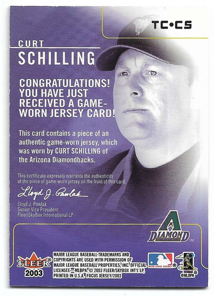 Curt Schilling 2003 Fleer Focus Jersey Edition Team Colors  Card TC-CS