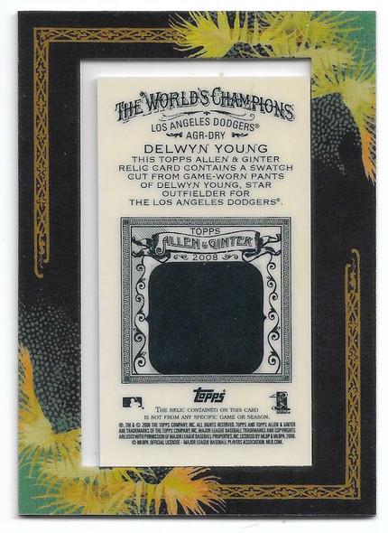 Delwyn Young 2008 Topps Allen & Ginter Relics Jersey Card AGR-DRY