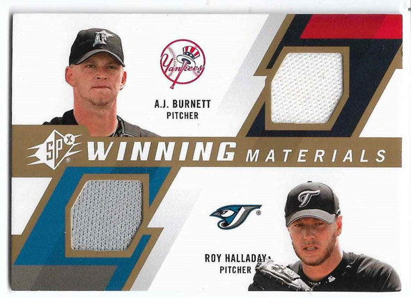 A.J. Burnett, Roy Halladay 2009 SPx Winning Materials Duo Jersey Card WM2-BH