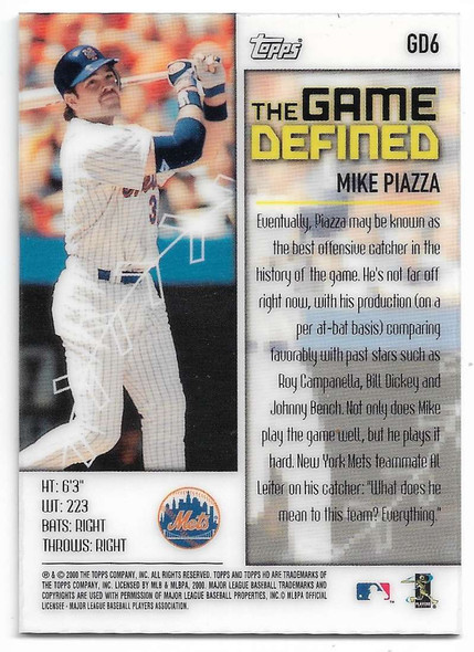 Mike Piazza 2001 Topps HD Game Defined Card GD6