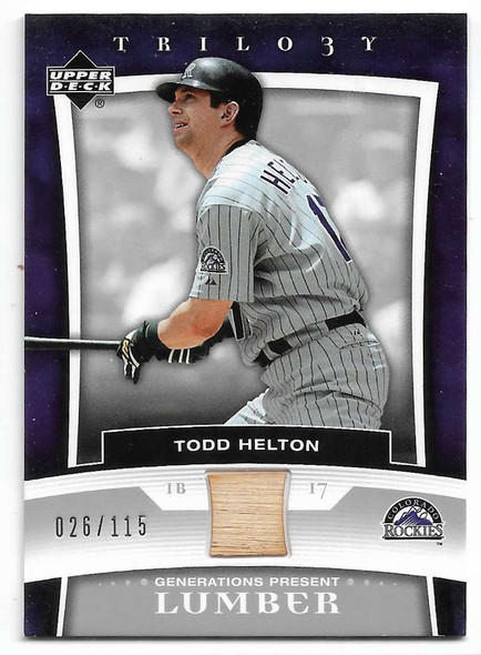 Todd Helton 2005 Upper Deck Trilogy Generations Present Lumber Bat Silver Card PR-TH 026/115