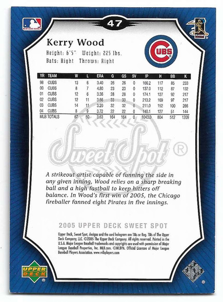Kerry Wood 2005 Upper Deck Sweet Spot Platinum Card 47 73/99