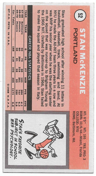 Stan McKenzie 1970-71 Topps Card 52