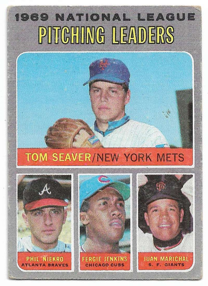 1970 Topps NL 1969 Pitching Leaders - Tom Seaver/Phil Niekro/Fergie Jenkins/Juan Marichal #69