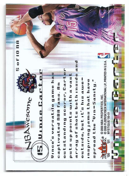 Vince Carter 2000-01 Fleer Mystique NBAwesome Card 5 AA