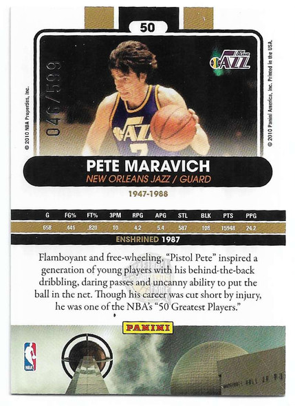 Pete Maravich 2009-10 Panini Basketball Hall of Fame Card 50 046/599