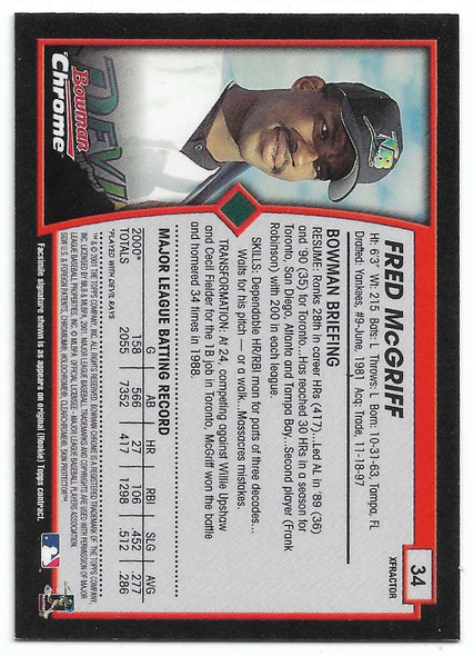 Fred McGriff 2001 Bowman Chrome Xfractor Card 34