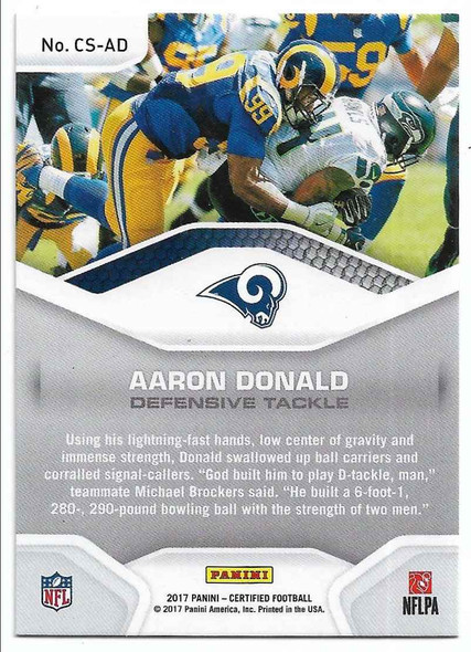 Aaron Donald 2017 Panini Certified Shutdown Card CS-AD