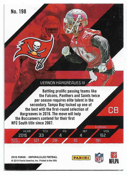 Vernon Hargreaves III 2016 Panini Unparalleled Rookie Card 198 (a)