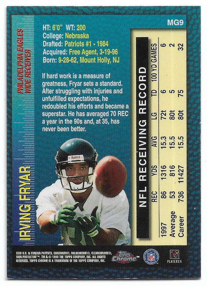 Irving Fryar 1998 Topps Measures of Greatness Card MG9