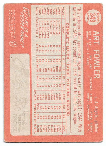 Art Fowler 1964 Topps Card 349