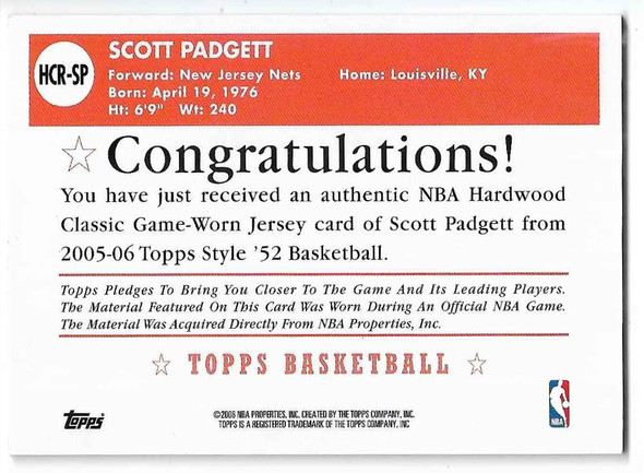 Scott Padgett 2005-06 Topps 1952 Style Hardwood Classics Card HCR-SP