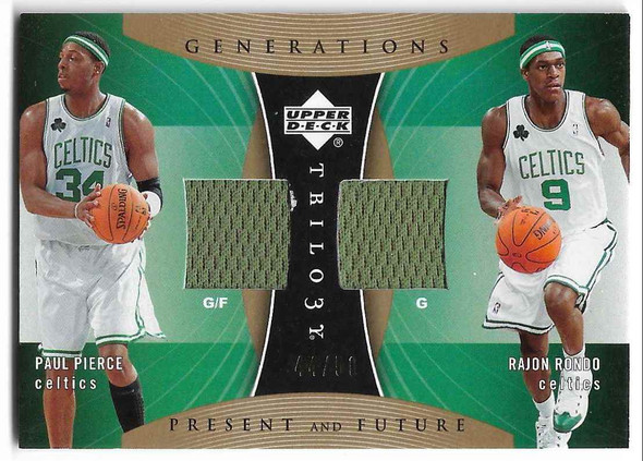 Paul Pierce, Rajon Rondo 2006-07 Upper Deck Trilogy Generations Present and Future Memorabilia Card PRFM-PR 44/50 ONLY 50 CARDS PRINTED!!!