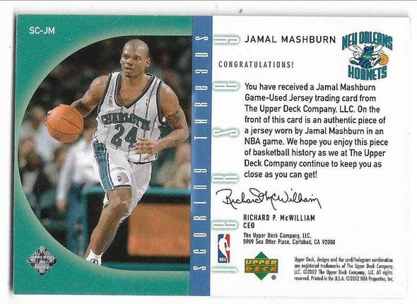 Jamal Mashburn 2002-03 Upper Deck Scoring Threads Card SC-JM