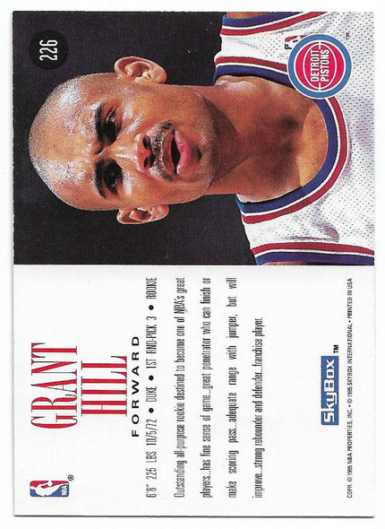 Grant Hill 1994-95 Skybox Rookie Card 226