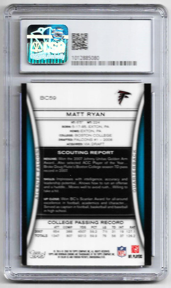 Matt Ryan 2008 Bowman Chrome Rookie Card BC59 CSG 7