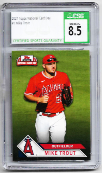 Mike Trout 2021 Topps National Card Day Card 1 Graded 8.5 CSG