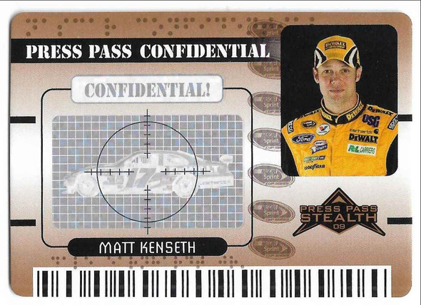 Matt Kenseth 2009 Press Pass Stealth Press Pass Confidential Bronze Card PC 12