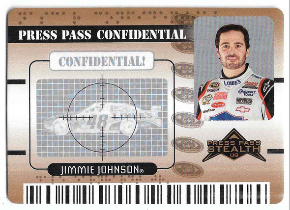 Jimmie Johnson 2009 Press Pass Stealth Press Pass Confidential Bronze Card PC 11