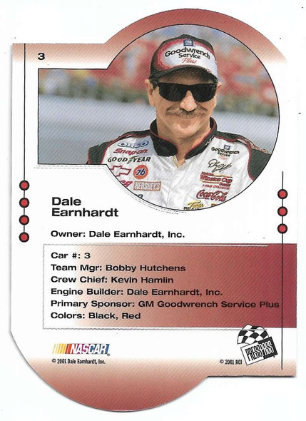 Dale Earnhardt 2001 Press Pass Trackside Die-Cut Card 3