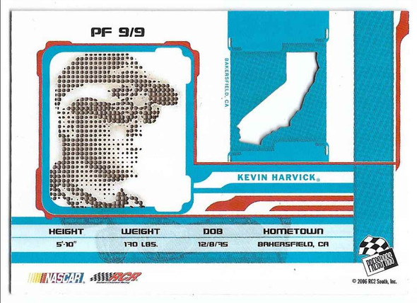 Kevin Harvick 2006 Press Pass Stealth Profile Card PF 9