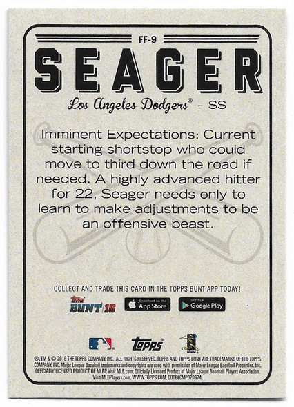 Corey Seager 2016 Topps Bunt Future of the Franchise Card FF-9