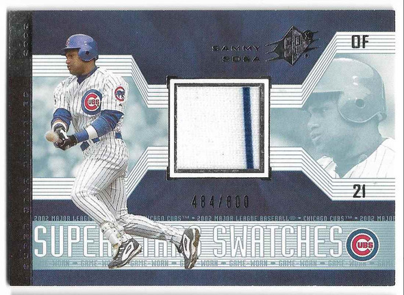 Sammy Sosa 2002 SPx Super Star Swatches Card 177 484/800