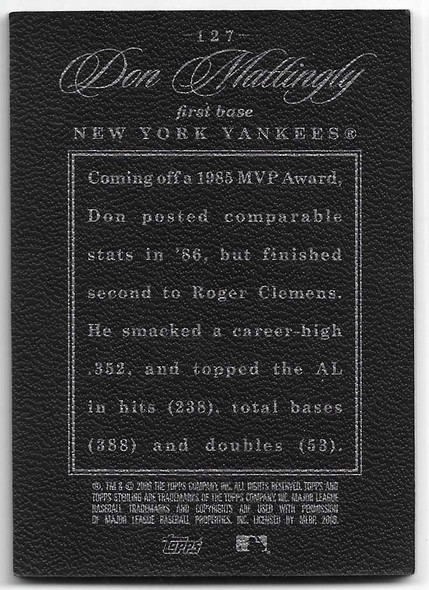 Don Mattingly 2005 Topps Sterling Black Card 127 027/250