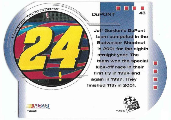 Jeff Gordon 2001 Press Pass Trackside Die-Cut Card 48