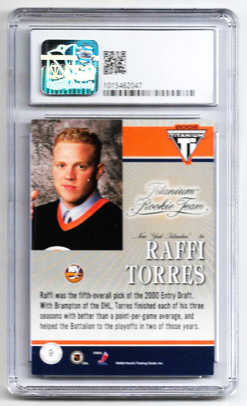 Raffi Torres 2001-02 Titanium Rookie Team Card 9 Graded 8.5 CSG