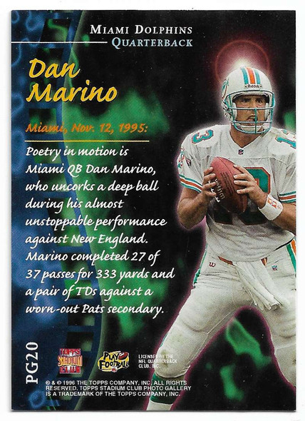 Dan Marino 1996 Stadium Club Photo Gallery Members Only Card PG20