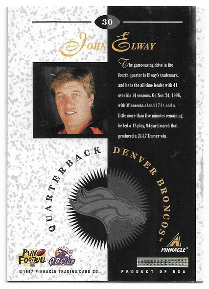 John Elway 1997 Pinnacle Mint Bronze Card 30