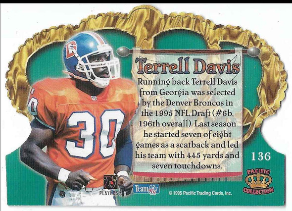 Terrell Davis 1995 Pacific Crown Royale Rookie Card 136