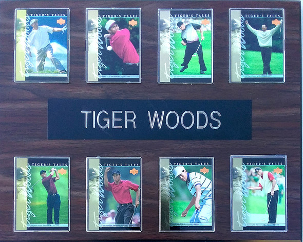 Tiger Woods PGA 8-Card 12x15 Cherry-Finished Plaque