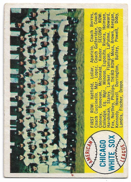 Chicago White Sox Team Card 1958 Topps Card 256